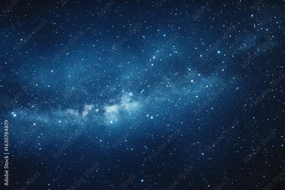 Obraz premium Starry sky background, blue night sky full of stars, glowing stars in the dark space, starry background, dark night, stars in the distance, starlight, dark background with a blue glow, night sky. 