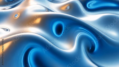 Abstract Blue Metallic Waves Background Animation loopable perfect for wallpaper or screen saver