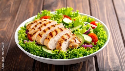 Grilled chicken salad with vegetables