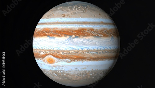 Jupiter, a swirling gas giant