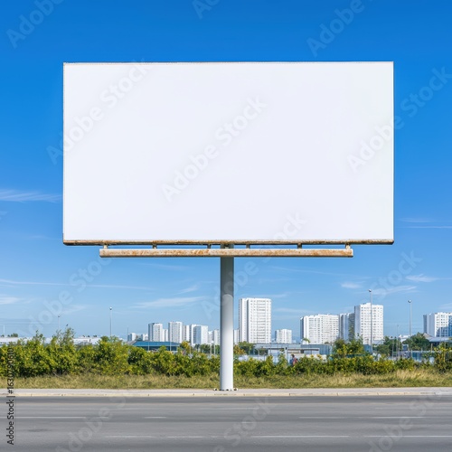 Wallpaper Mural Empty Billboard in Urban Landscape with Clear Blue Sky Torontodigital.ca