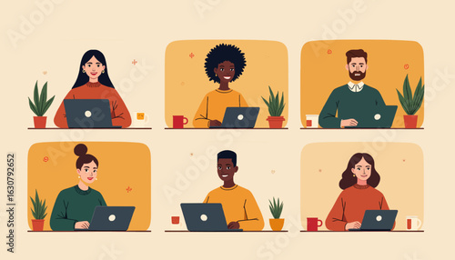 Diverse Team in Online Video Conference Call