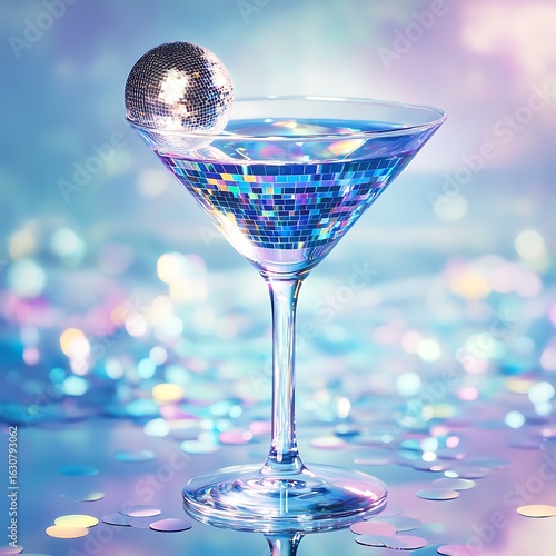 Disco ball in martini glass image