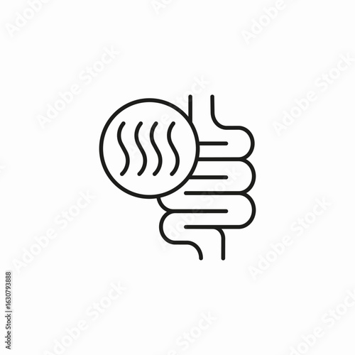 intestine with heat icon sign vector