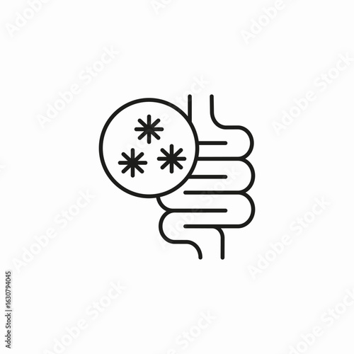 intestine with virus icon sign vector