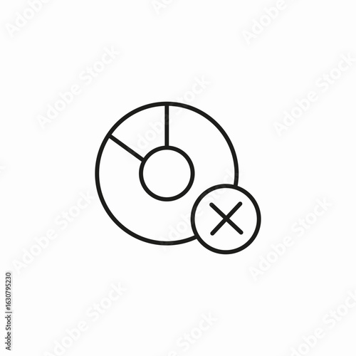 pie chart delete icon sign vector