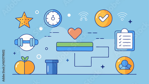 Fitness Challenges A display for available community fitness challenges illustrated with playful icons progress bars and rewards to motivate users to engage actively in physical