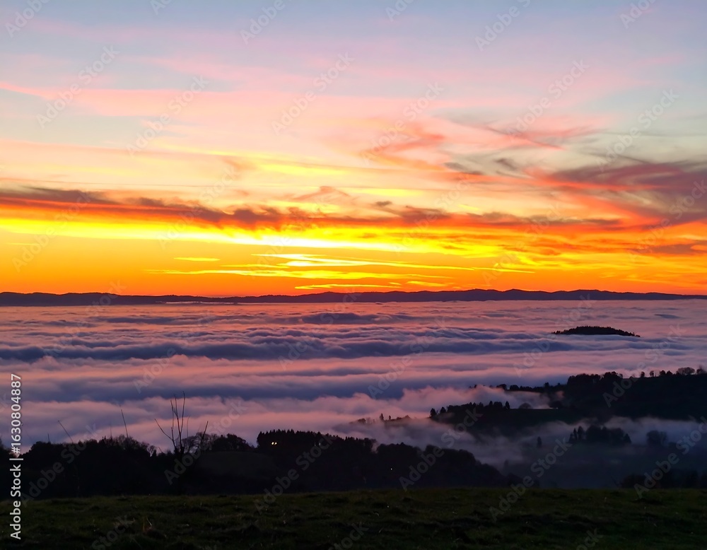 Fototapeta premium Colorful sunset over clouds