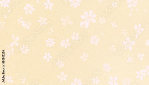 Delicate Beige Floral Pattern with Cherry Blossom Sakura Background Texture