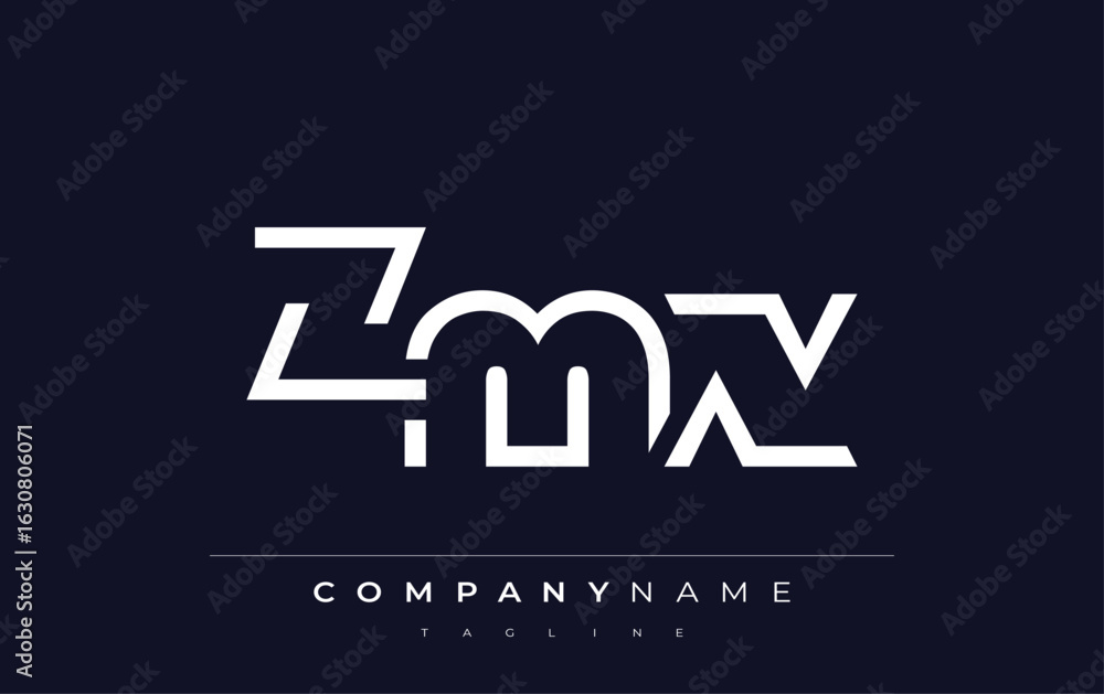 Obraz premium ZMX Minimalistic Logo Design Featuring Geometric Shapes and Simple Typography. Abstract letter logo design