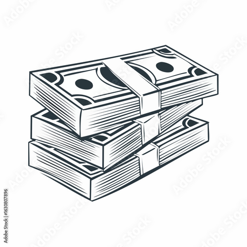 A classic sketch Money stack Vector illustration clipart design