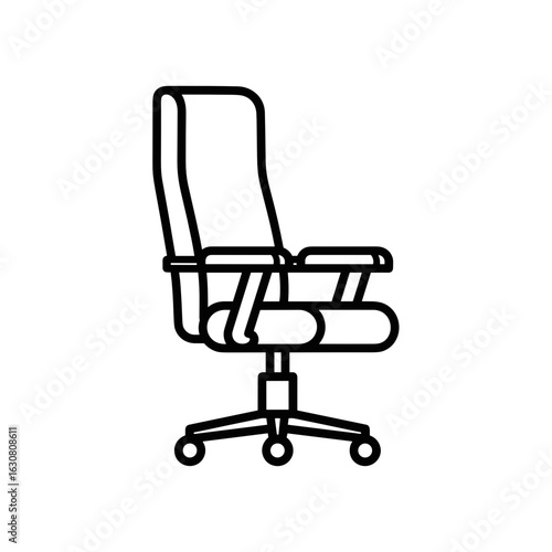 Ergonomic office chair with wheels in minimalist design  icon