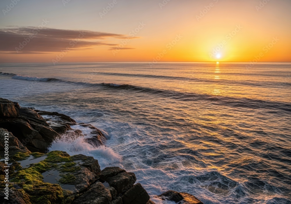 Obraz premium Dramatic ocean sunset over the coastline