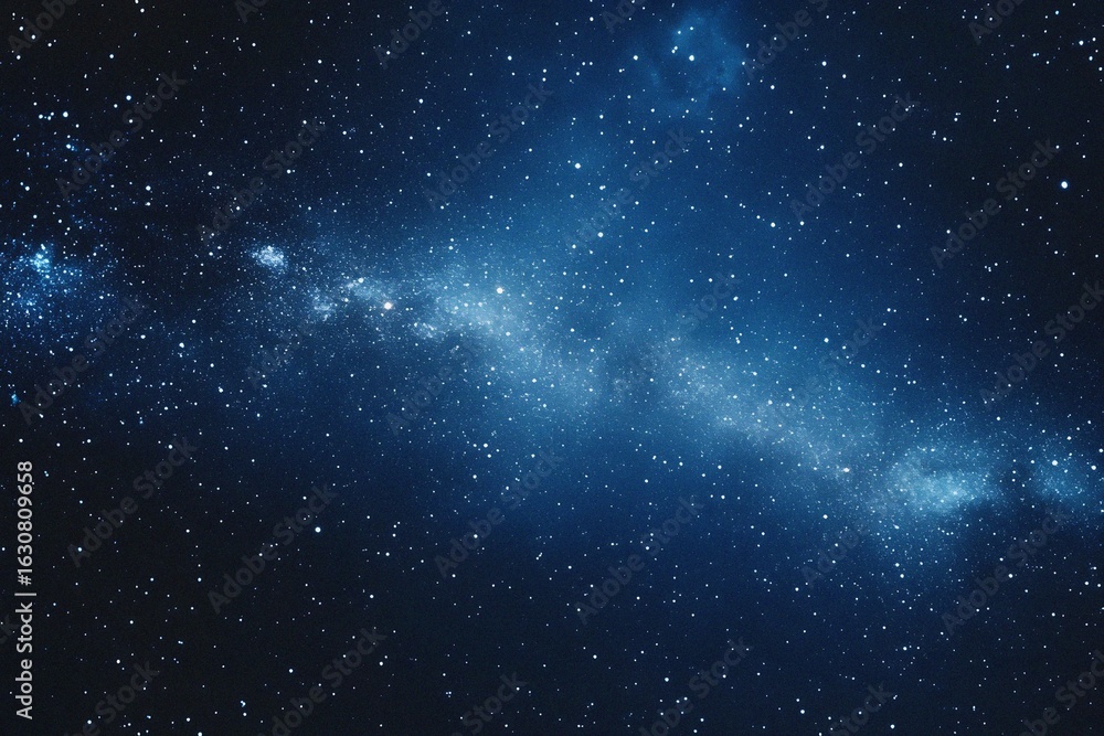 Obraz premium Starry sky background, blue night sky full of stars, glowing stars in the dark space, starry background, dark night, stars in the distance, starlight, dark background with a blue glow, night sky. 