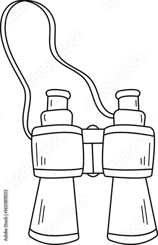 Doodle style binoculars illustration, perfect for adventure, travel, or scouting concepts.