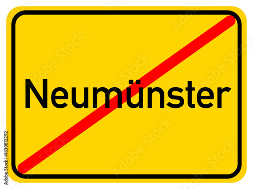 Illustration of a city exit sign for the city of Neumünster