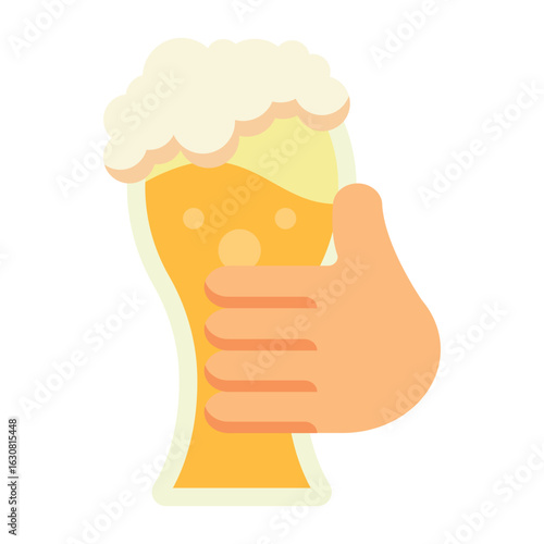 Hand grabbing pilsner beer glass. Vector