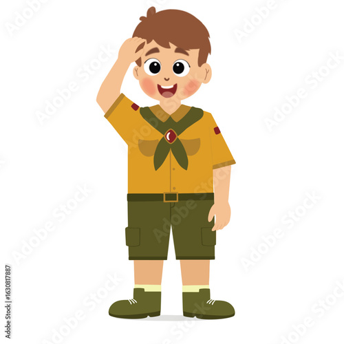 cute children adventure. happy cute kids summer camp holiday. Kids Scouts summer camp vector illustration.