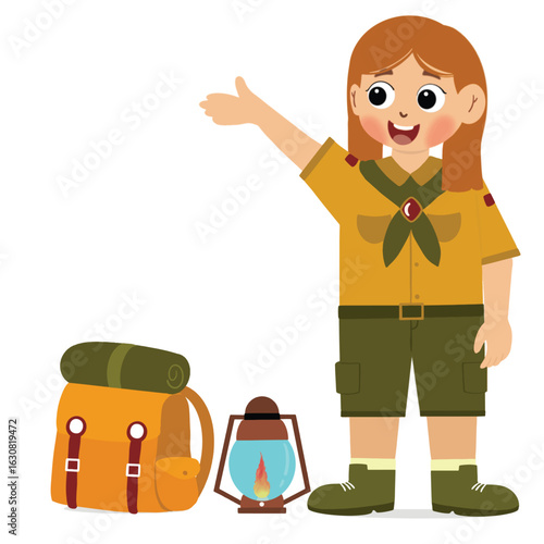 cute children adventure. happy cute kids summer camp holiday. Kids Scouts summer camp vector illustration.