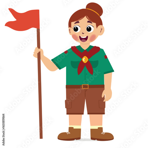 cute children adventure. happy cute kids summer camp holiday. Kids Scouts summer camp vector illustration.