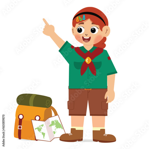 cute children adventure. happy cute kids summer camp holiday. Kids Scouts summer camp vector illustration.