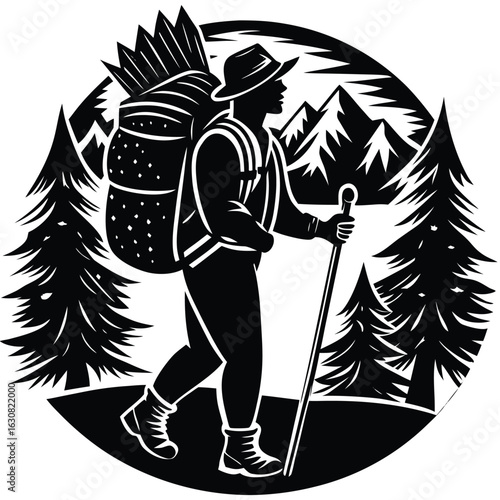 hiker carrying a backpack, symbolizing adventure and exploration