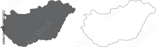 vector illustration of simple abstract map of Hungary
