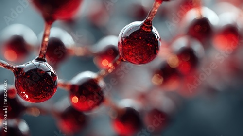 Elegant Red Molecular Structure Design for Scientific Research Background