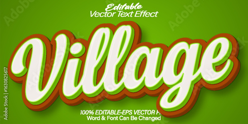 Village Vector Text Effect Editable Alphabet Green Peaceful Farming