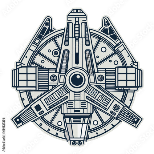 Millennium Falcon Minimalist Blueprint Vector PNG