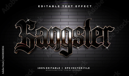 black gangster 3d vector text effect with modern style design