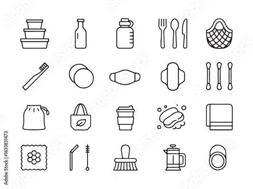 Kitchen and hygiene items collection reusable sustainable