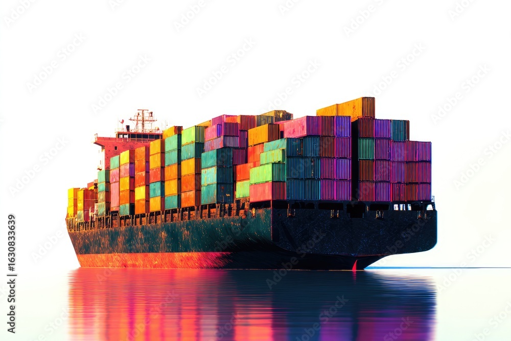 Obraz premium Cargo ship loaded with colorful containers