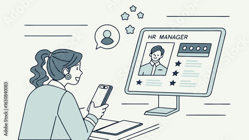 HR Manager Reviewing Candidate Profile.