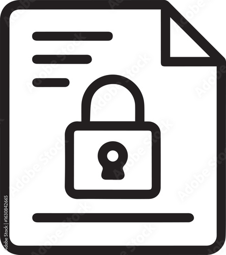 Secure document with padlock icon for data protection and privacy, ensuring confidential information stays safe and uncompromised, created from vector art