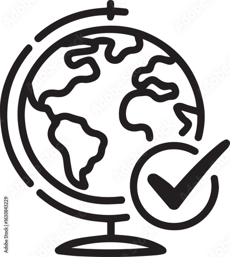 Confirmed global presence with checkmark, showcasing international reach and success for businesses expanding worldwide and achieving goals