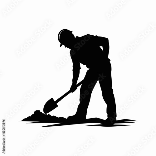 Construction Worker Digging Silhouette