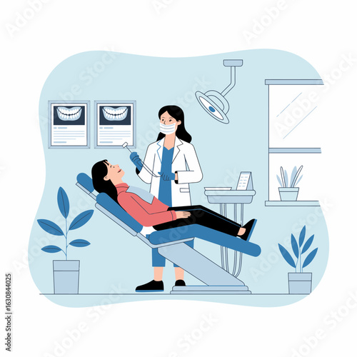 Dental Consultation Scene with Patient and Dentist
