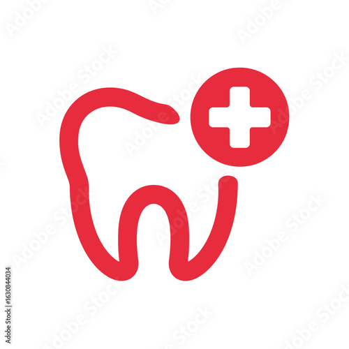 Dental Health Icon with Medical Cross Symbol