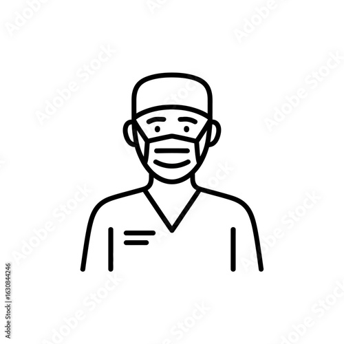 Healthcare Worker Icon in Scrubs and Mask