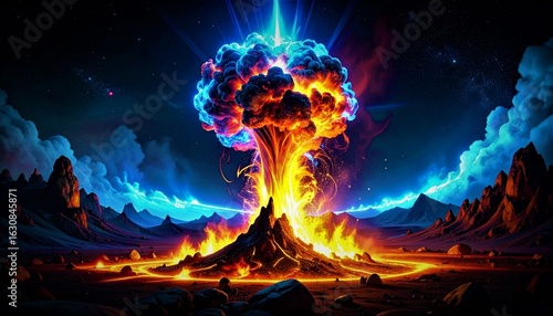 A meteor falls to Earth which causes an explosion and forms a crater 8