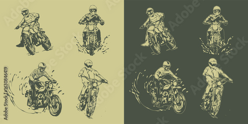 Dirt Bike Rider in Action Vector Illustration