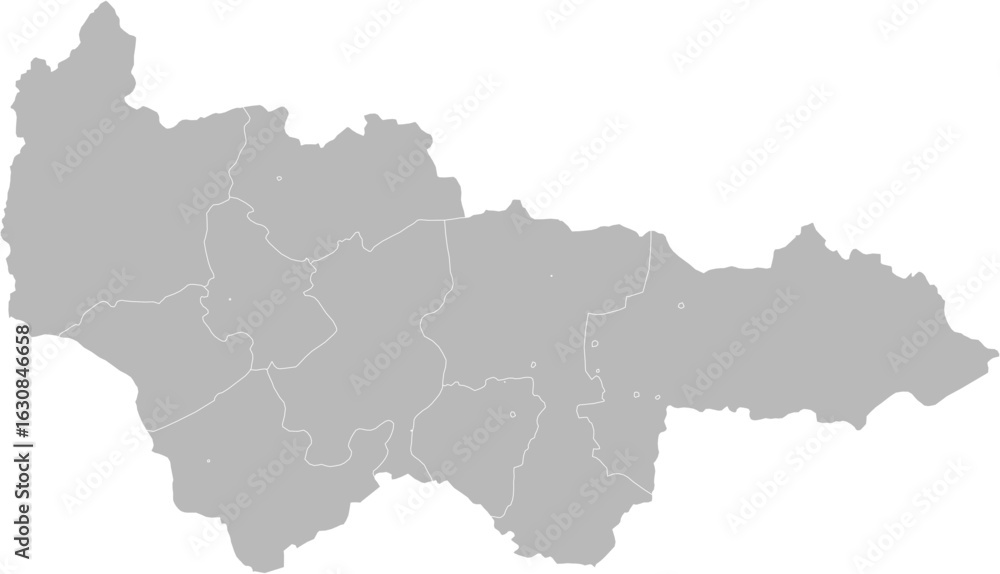 Fototapeta premium Khanty-Mansi Autonomous Okrug–Yugra, Russia – administrative vector map with district boundaries (Web Mercator projection, PPT-compatible & fully editable) 