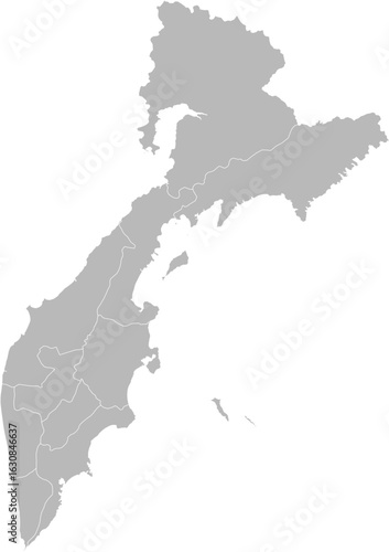 Kamchatka Krai, Russia – administrative vector map with district boundaries (Web Mercator projection, PPT-compatible & fully editable)	