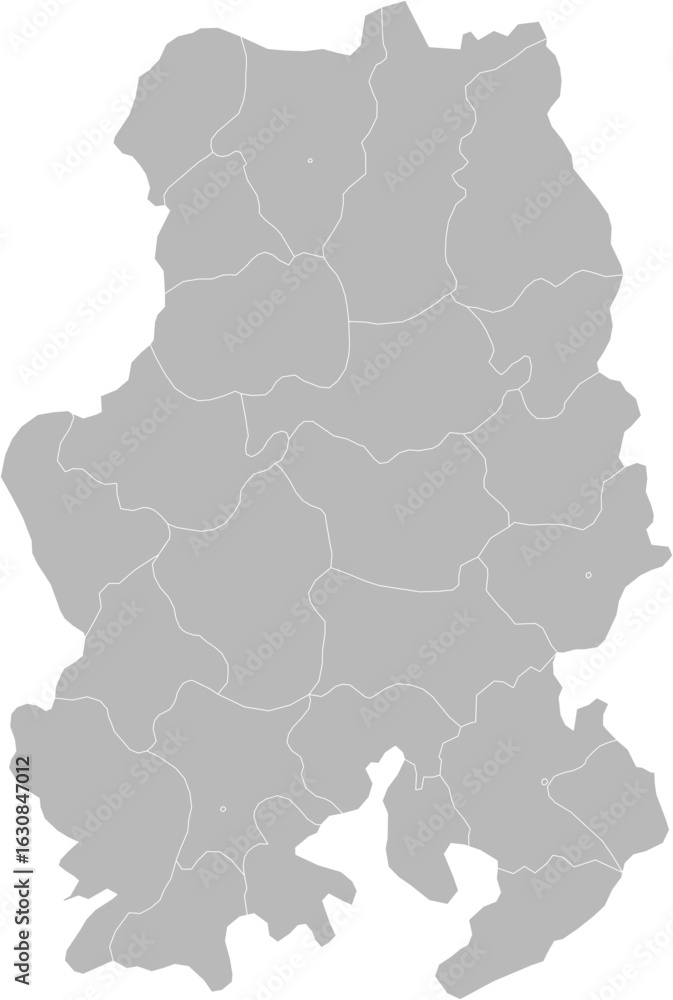 Obraz premium Udmurt Republic, Russia – administrative vector map with district boundaries (Web Mercator projection, PPT-compatible & fully editable)