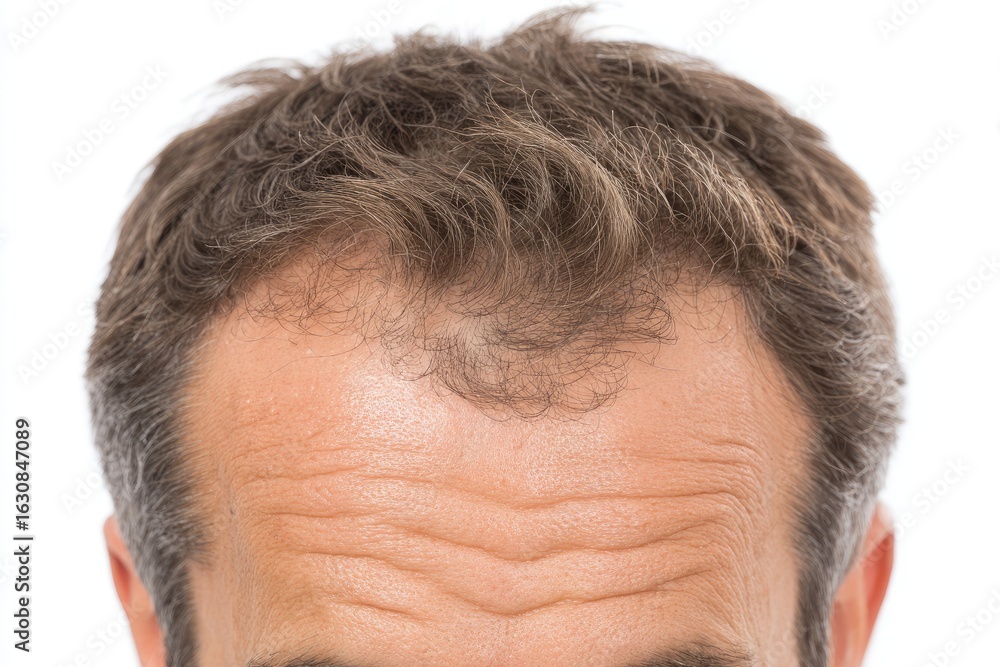 Obraz premium Close-up of a receding hairline on a man's head