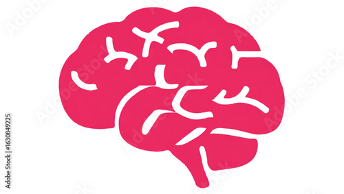Stylized Brain Illustration in Pink

