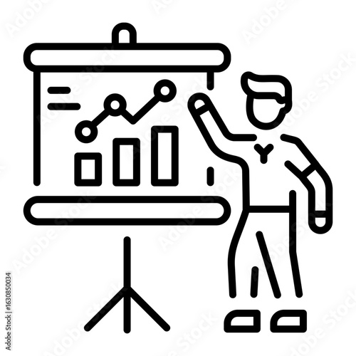 A line style icon representing statistical analysis chart