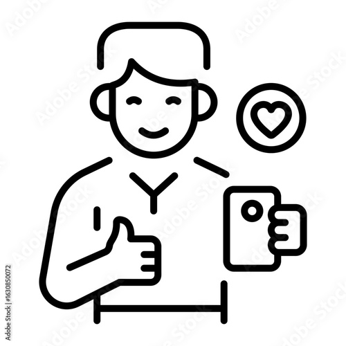 A linear icon depicting a social like comment 