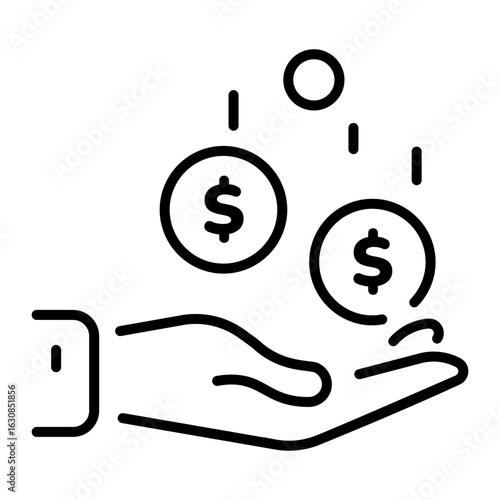 A line style icon showing earnings